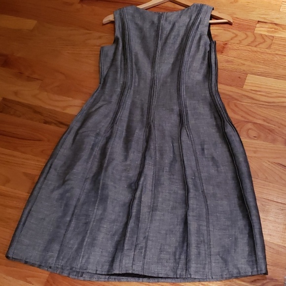 Calvin Klein Linen Gathered Pleat Sleeveless Dress - Picture 4 of 6
